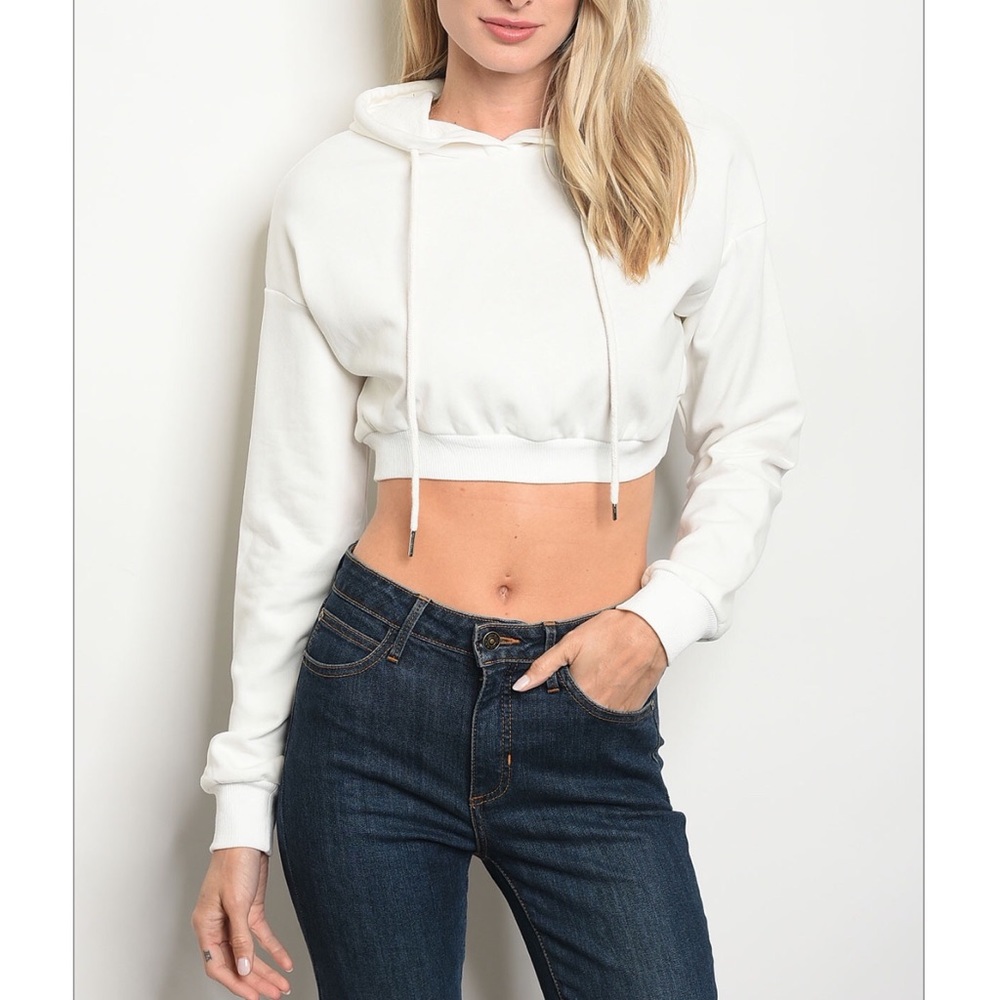 Off White Cropped Hoodie